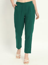 BOTTLE GREEN COTTON PANTS - SKYTICK